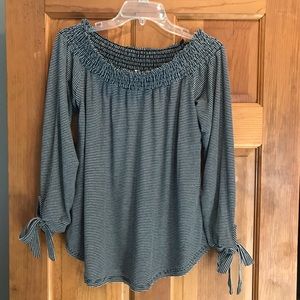 Black and white striped off shoulder top